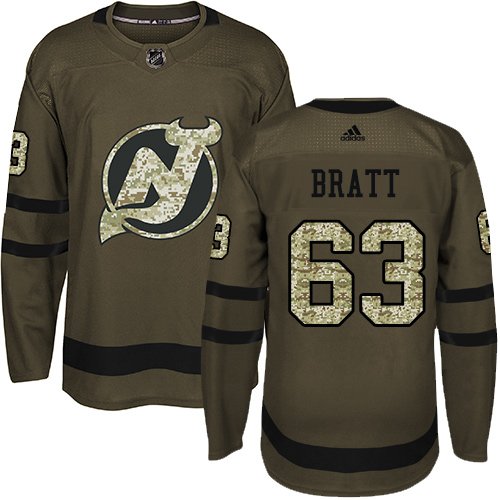 Adidas Devils #63 Jesper Bratt Green Salute to Service Stitched NHL Jersey